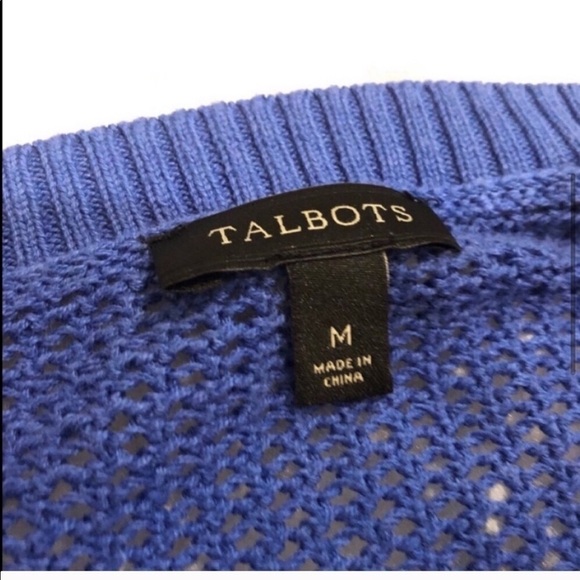 Talbots open wide knit blue scoop neck long sleeve pullover sweater medium - Picture 5 of 8